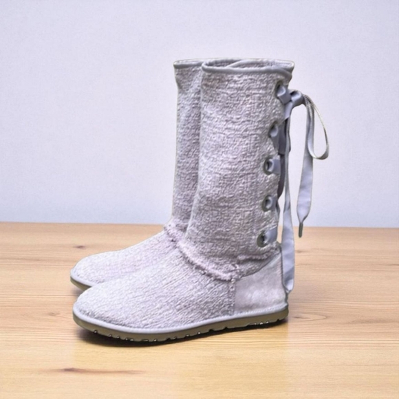 UGG Shoes - UGG Heirloom Lace-back Ballet Boot in Pewter Gray (Lilac) Women’s Size 8